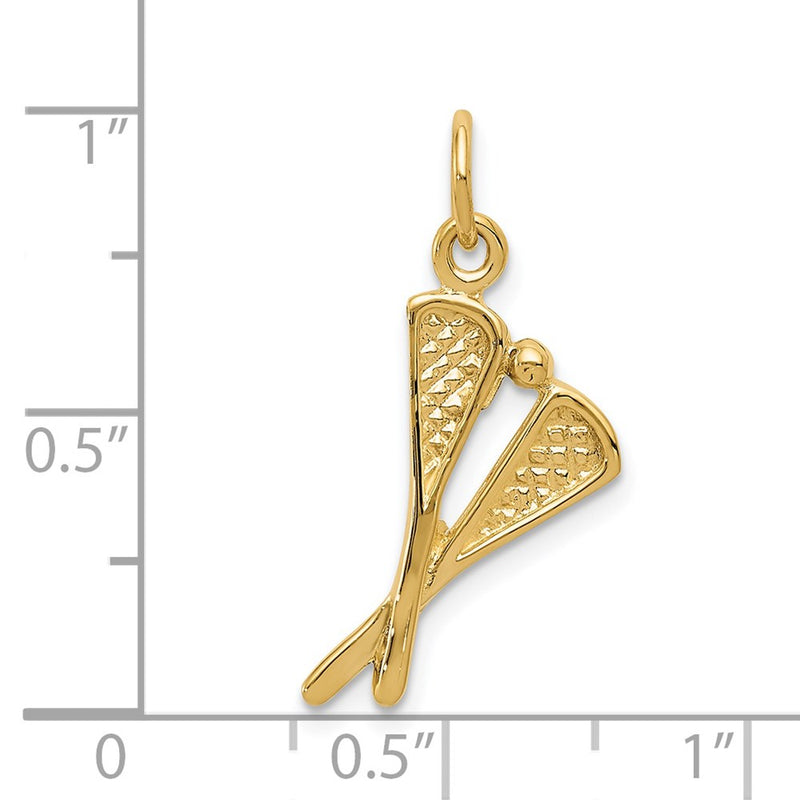 14k Polished Lacrosse Sticks Charm-C2630