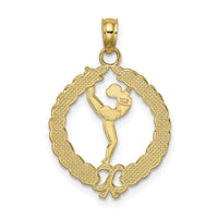 14k Solid Polished Framed Gymnast Charm-C2635