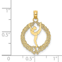 14k Solid Polished Framed Gymnast Charm-C2635