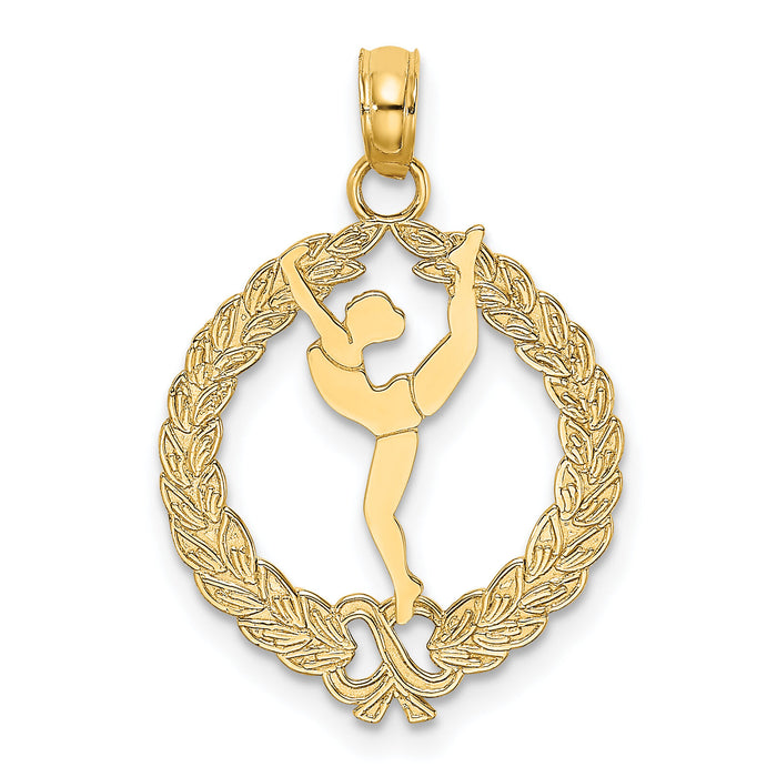 14k Solid Polished Framed Gymnast Charm-C2635
