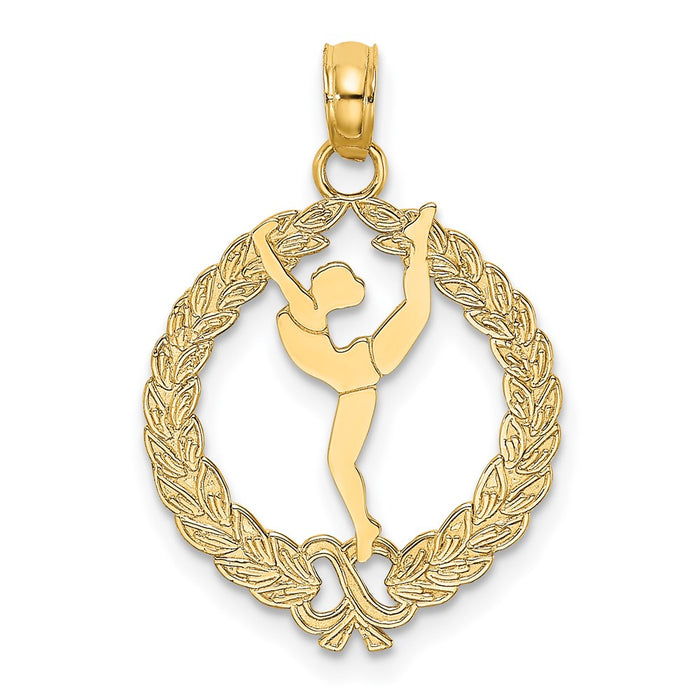 14k Solid Polished Framed Gymnast Charm-C2635