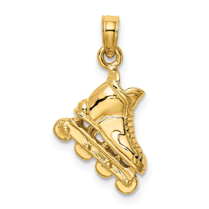 14K Solid Polished 3-D Rollerblade Charm-C2638
