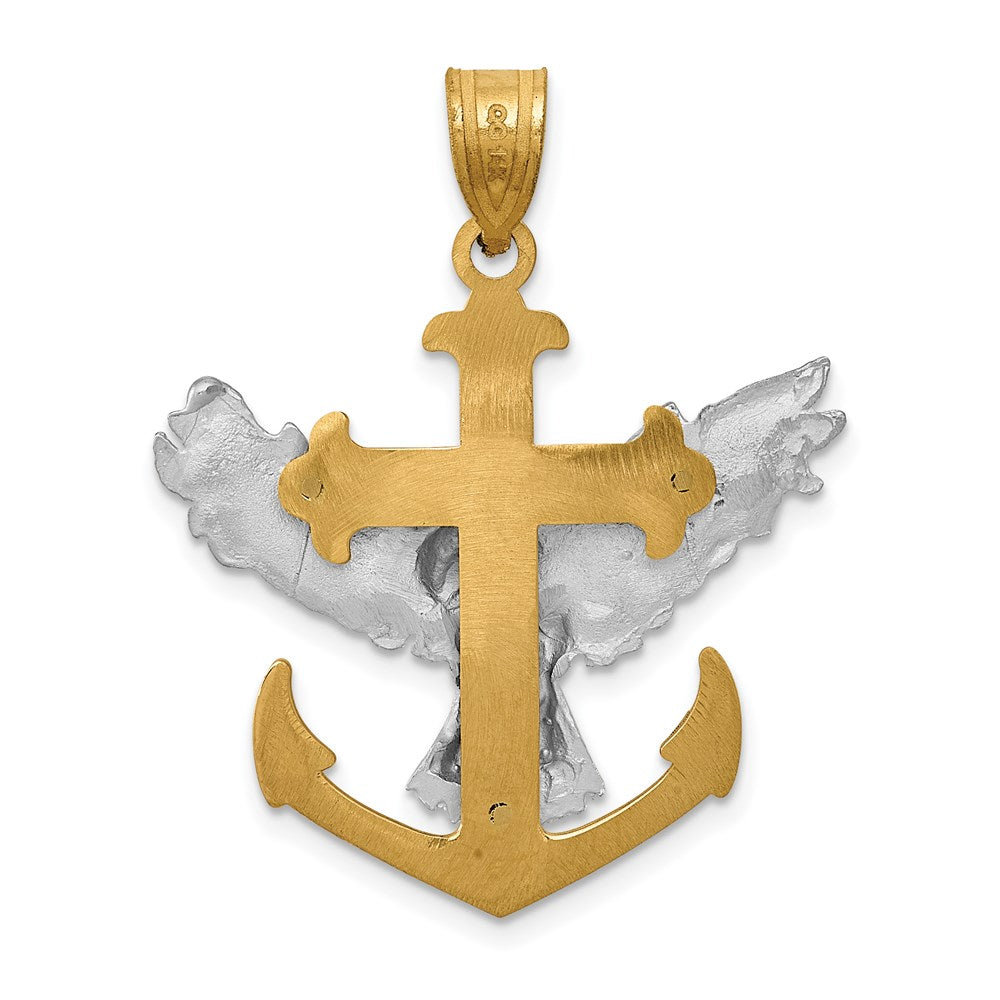 14k Two-tone Mariners Cross w/Eagle Pendant-C264