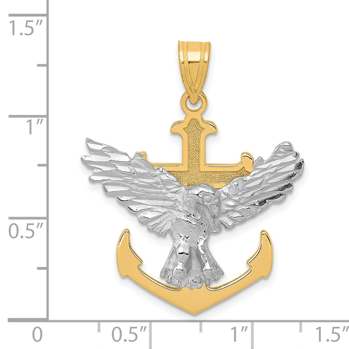 14k Two-tone Mariners Cross w/Eagle Pendant-C264