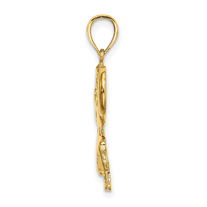 14k Solid Polished Weightlifter Pendant-C2640