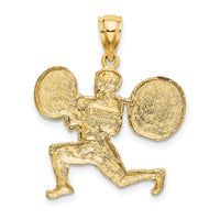 14k Solid Polished Weightlifter Pendant-C2640