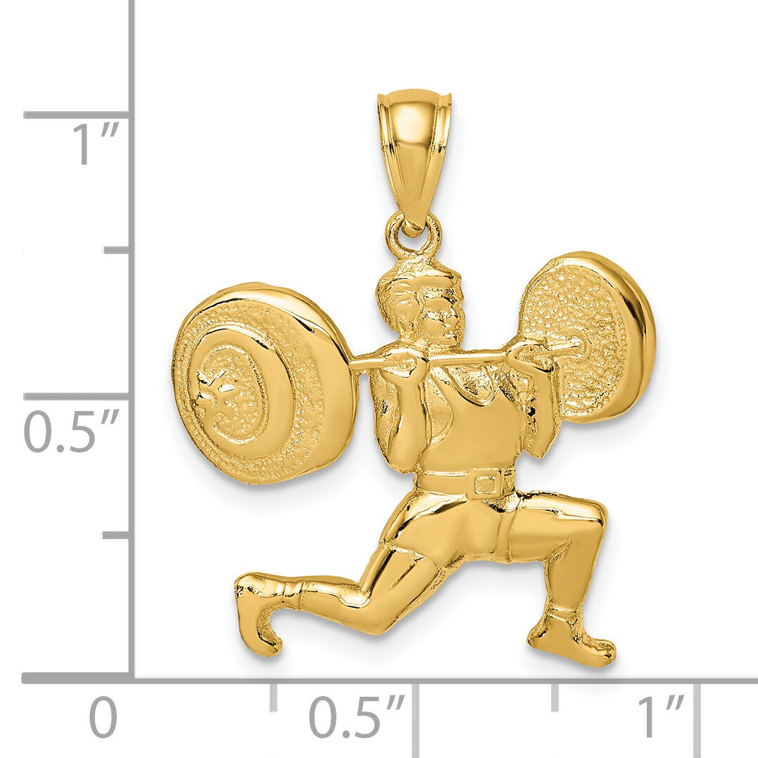 14k Solid Polished Weightlifter Pendant-C2640