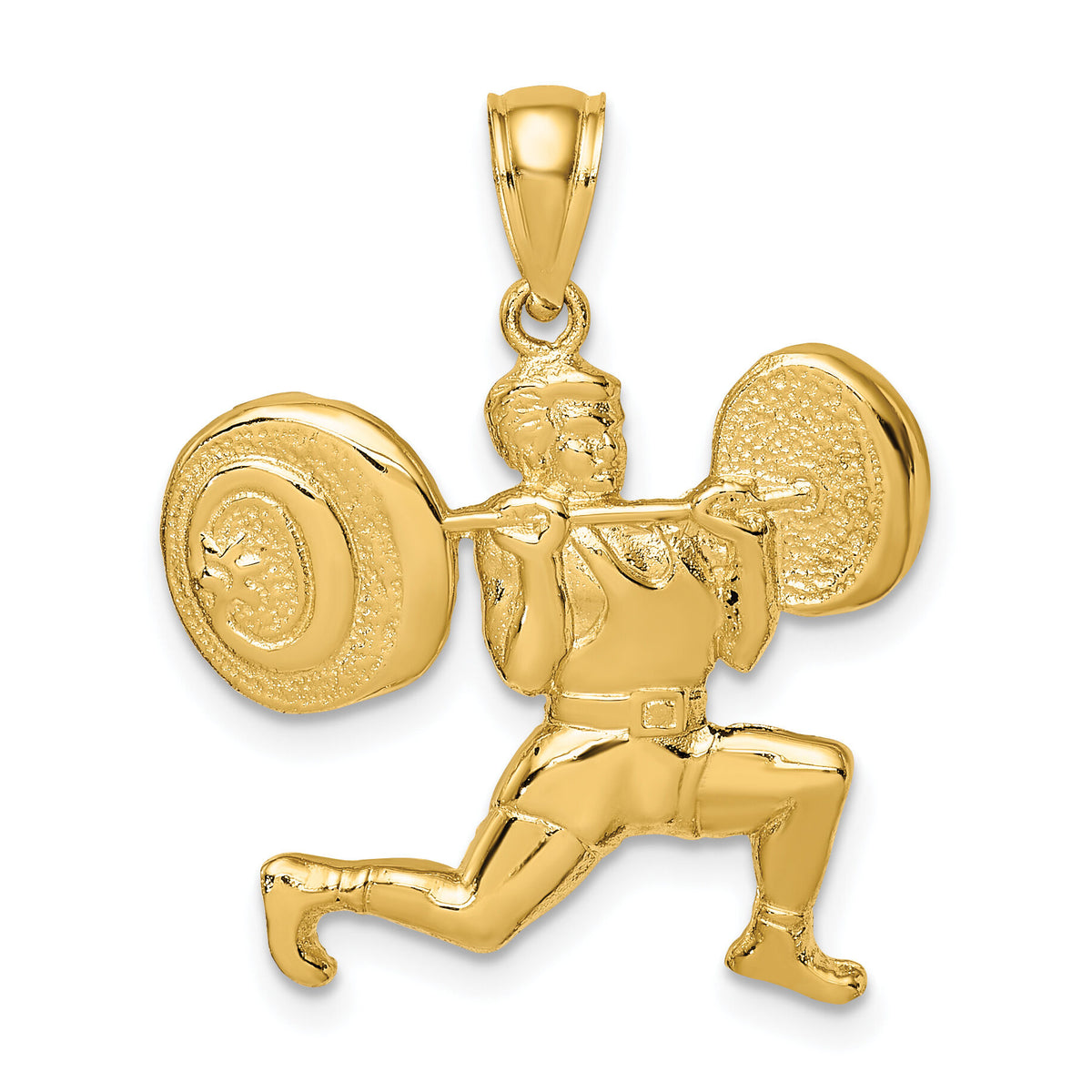 14k Solid Polished Weightlifter Pendant-C2640