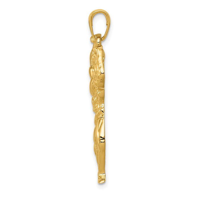 14k Solid Polished Weightlifter Pendant-C2641