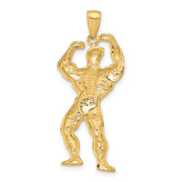 14k Solid Polished Weightlifter Pendant-C2641