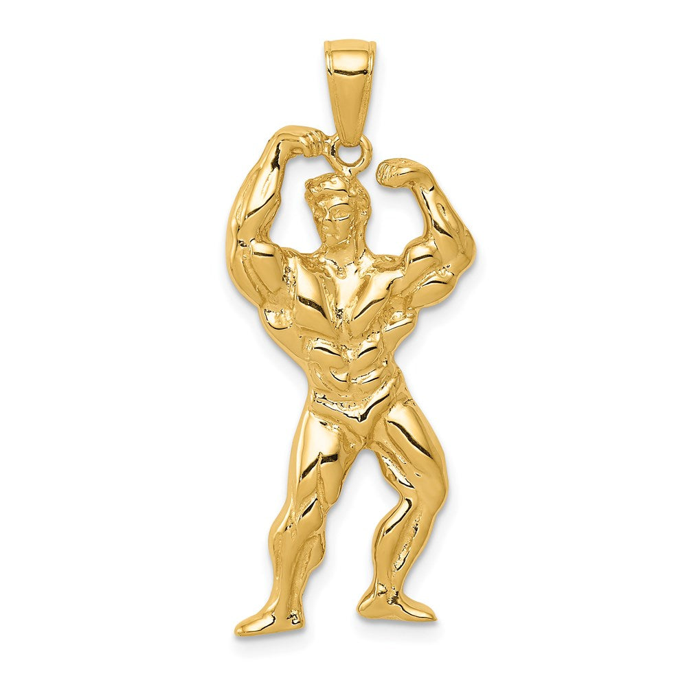 14k Solid Polished Weightlifter Pendant-C2641