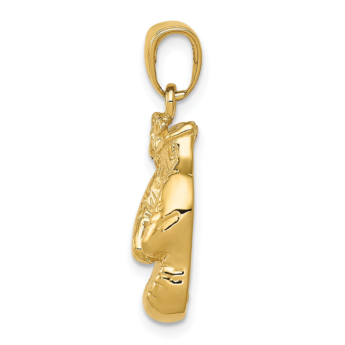14k Solid Polished Open-Backed Boxing Gloves Pendant-C2642