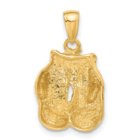 14k Solid Polished Open-Backed Boxing Gloves Pendant-C2642