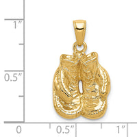 14k Solid Polished Open-Backed Boxing Gloves Pendant-C2642