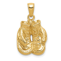 14k Solid Polished Open-Backed Boxing Gloves Pendant-C2642