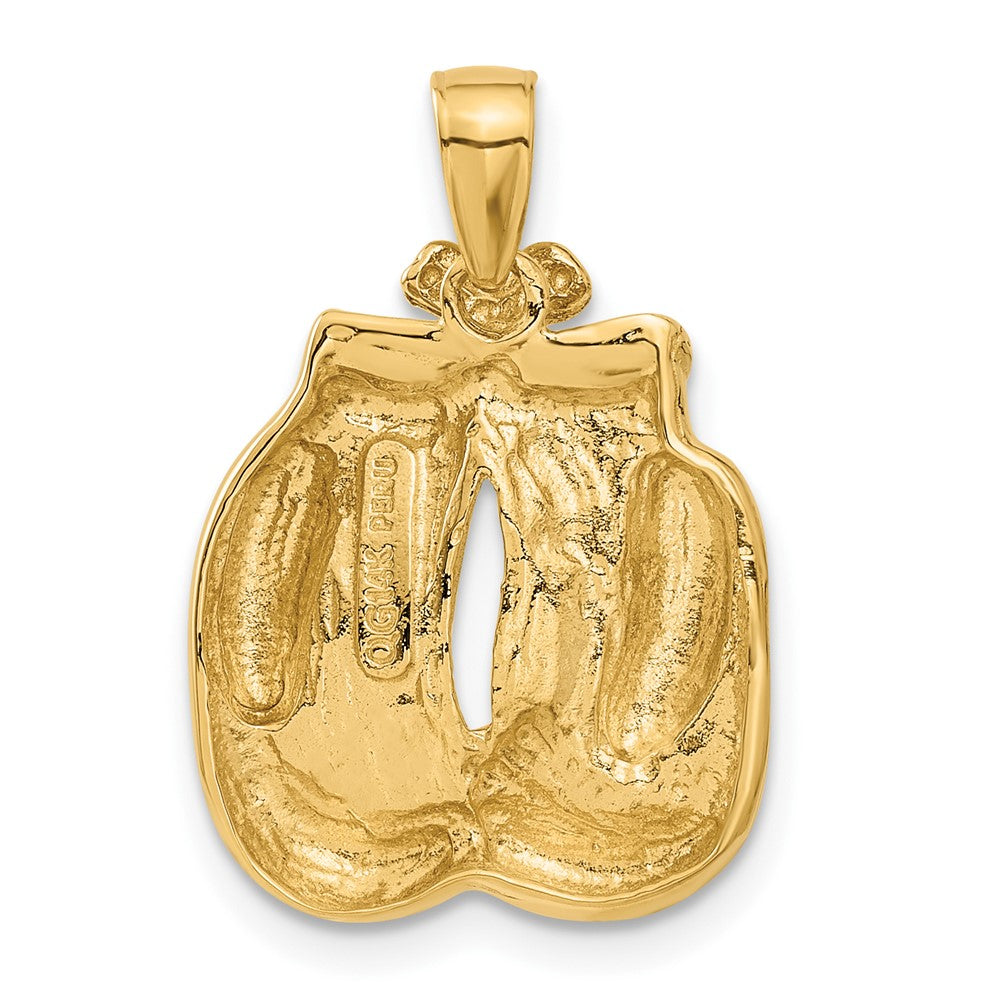 14k Solid Polished Open-Backed Boxing Gloves Pendant-C2643