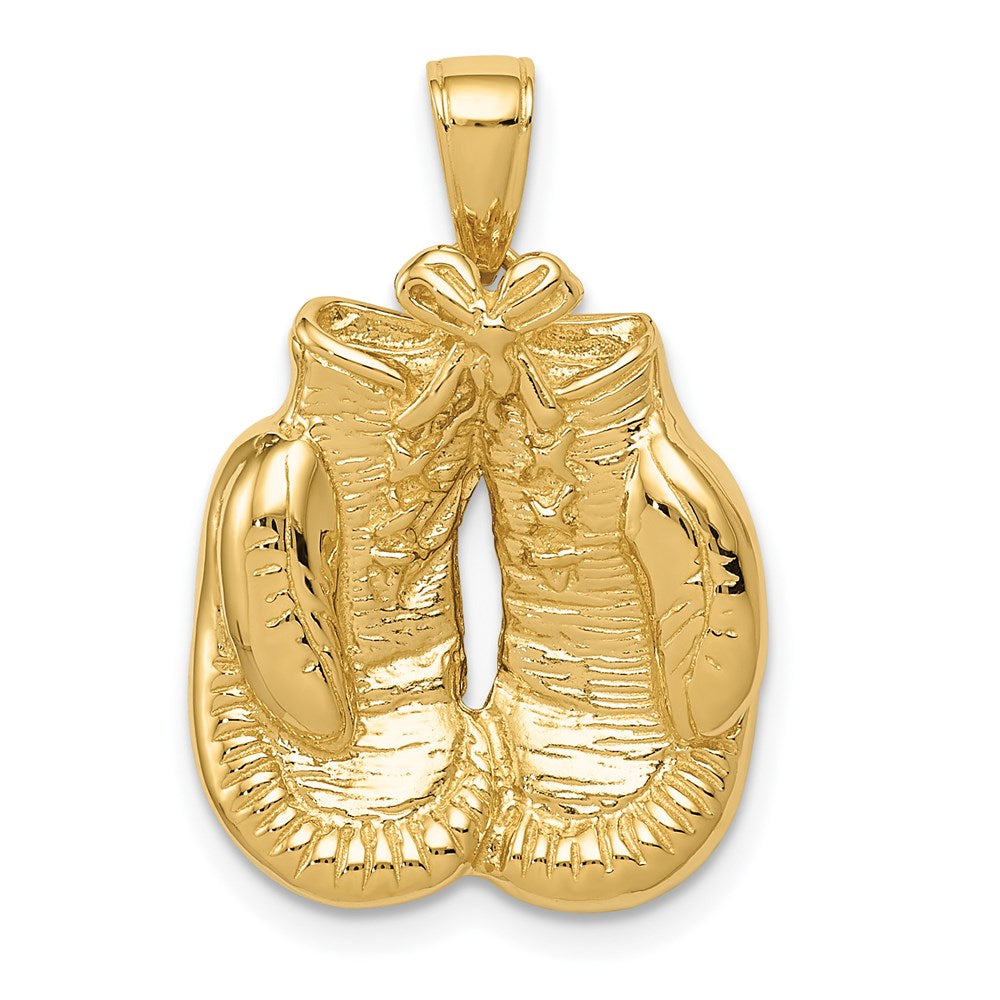 14k Solid Polished Open-Backed Boxing Gloves Pendant-C2643