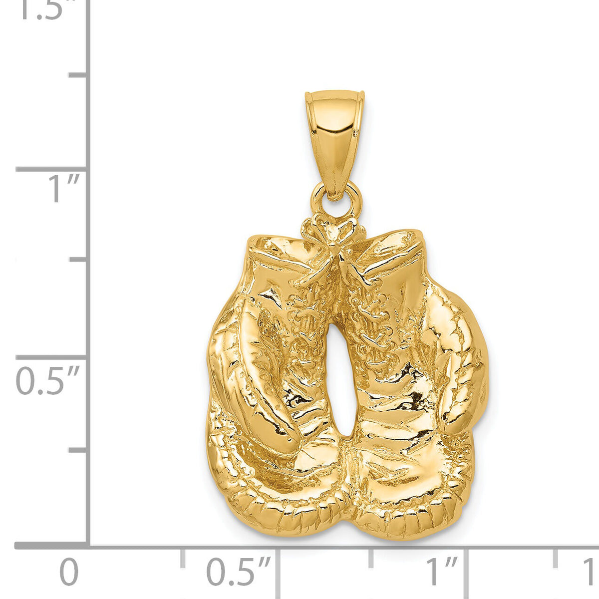 14k Solid Polished Open-Backed Boxing Gloves Pendant-C2644