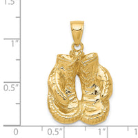 14k Solid Polished Open-Backed Boxing Gloves Pendant-C2644