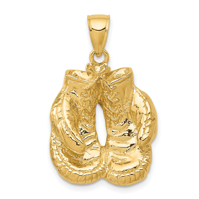 14k Solid Polished Open-Backed Boxing Gloves Pendant-C2644