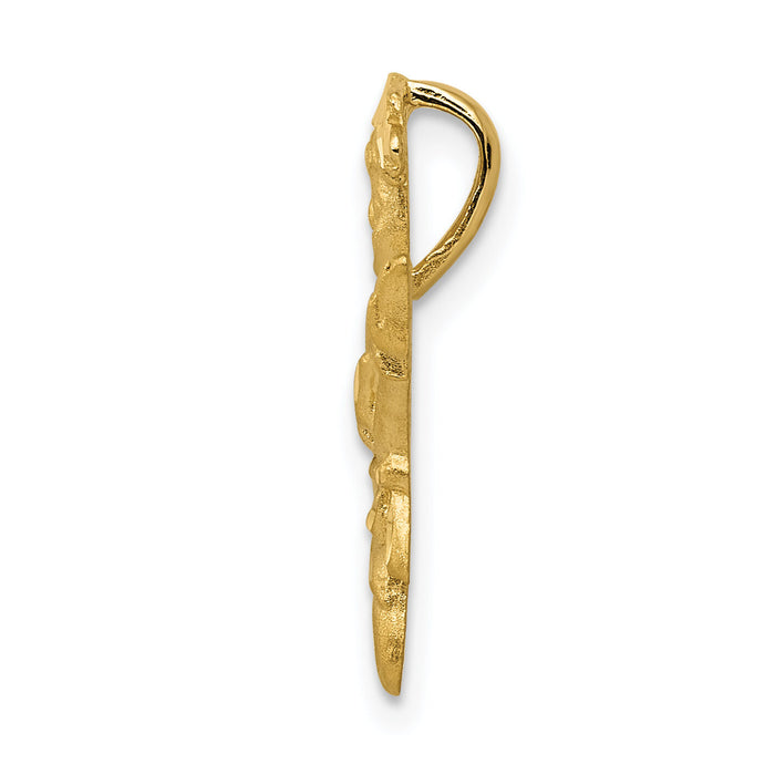 14k  Satin Diamond-cut Open-Backed Karate Female Chain Slide-C2646