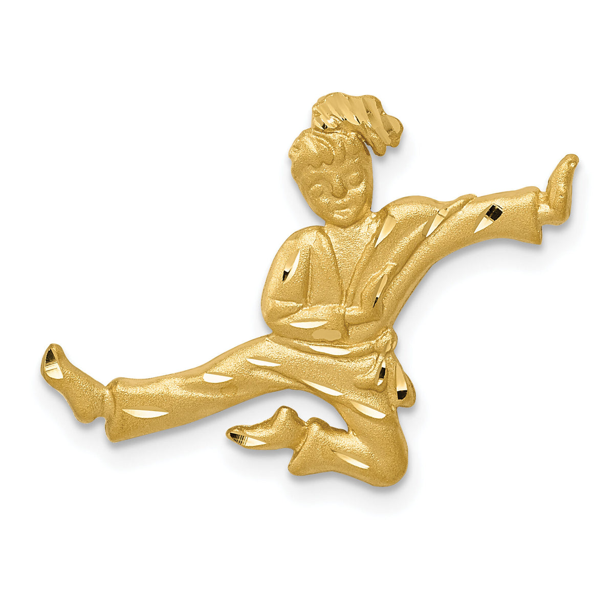 14k  Satin Diamond-cut Open-Backed Karate Female Chain Slide-C2646