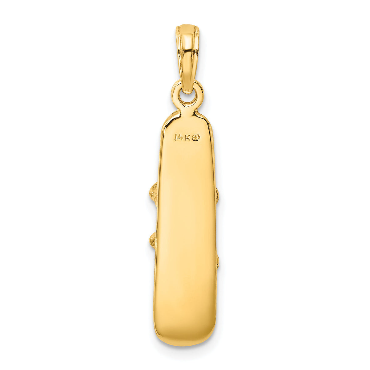 14K Solid Polished 3-D Snowboard Charm-C2650
