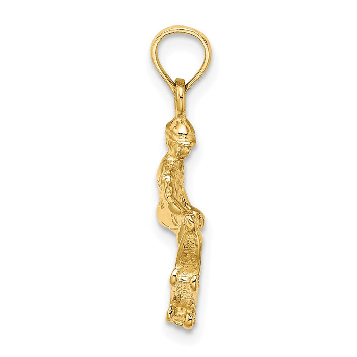 14K Solid Polished 3-D Skateboarder Charm-C2651