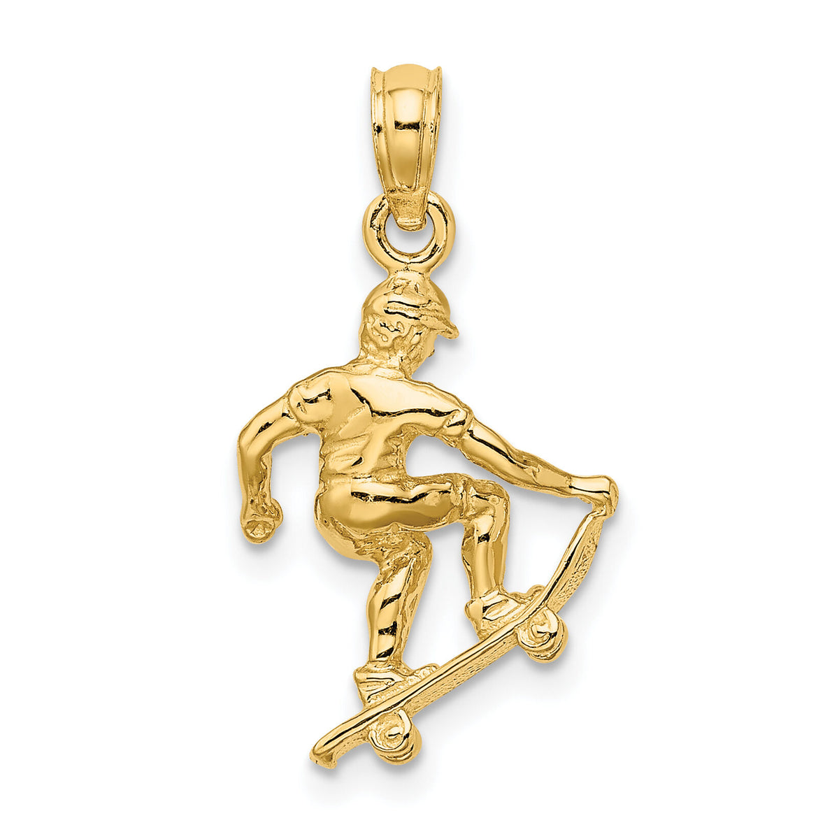 14K Solid Polished 3-D Skateboarder Charm-C2651