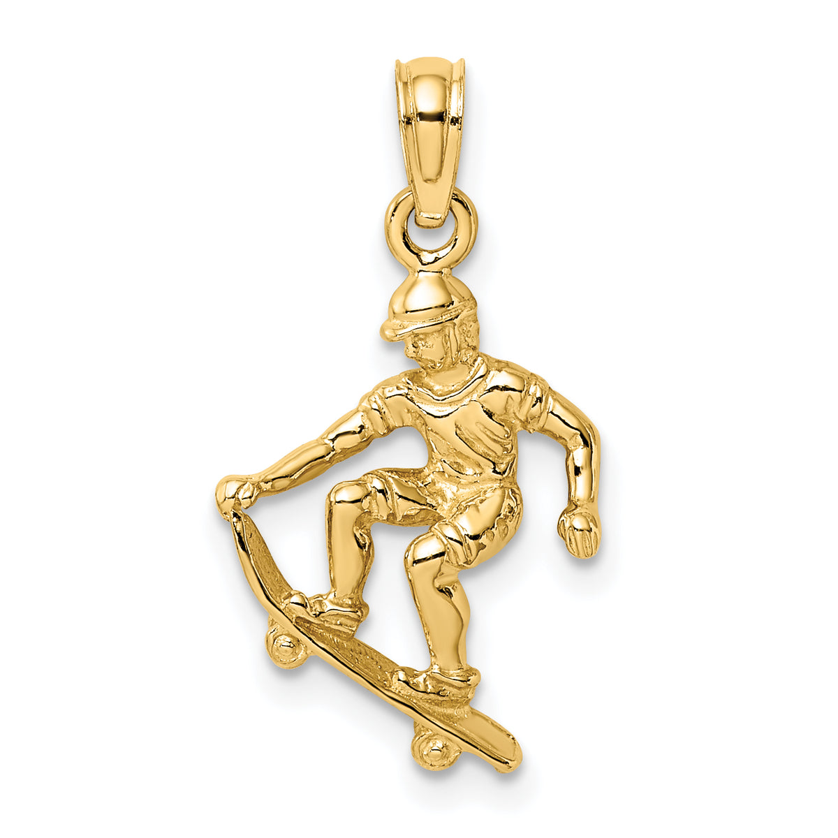 14K Solid Polished 3-D Skateboarder Charm-C2651
