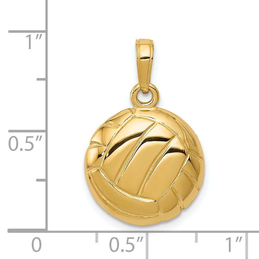14k Polished Open-Backed Volleyball Pendant-C2655