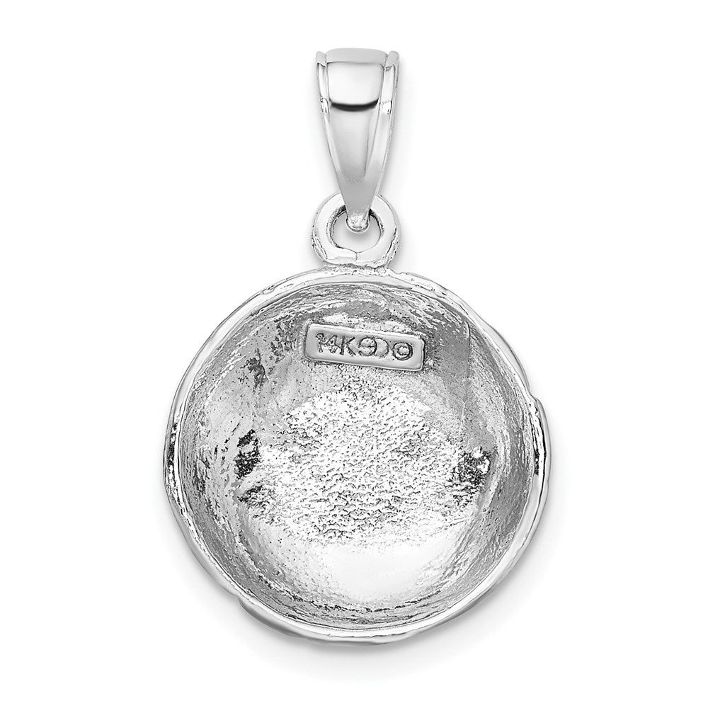14k White Gold Polished Open-Backed Volleyball Pendant-C2655W