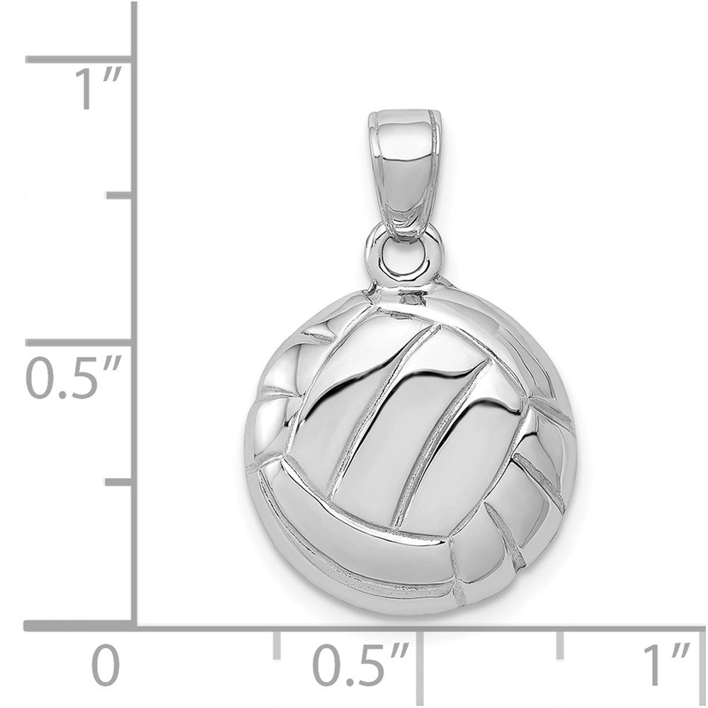 14k White Gold Polished Open-Backed Volleyball Pendant-C2655W