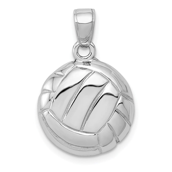 14k White Gold Polished Open-Backed Volleyball Pendant-C2655W