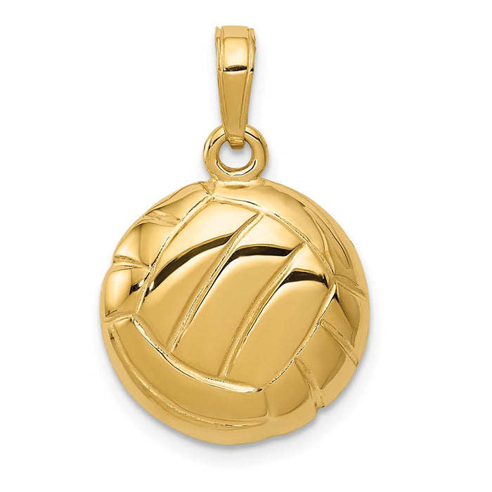 14k Polished Open-Backed Volleyball Pendant-C2655