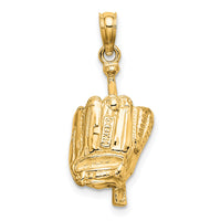 14K Polished 3-D Glove/Bat/Baseball Pendant-C2656