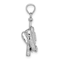 14K White Gold Polished 3-D Glove/Bat/Baseball Pendant-C2656W