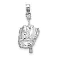 14K White Gold Polished 3-D Glove/Bat/Baseball Pendant-C2656W