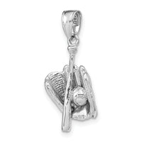 14K White Gold Polished 3-D Glove/Bat/Baseball Pendant-C2656W