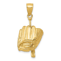 14K Polished 3-D Glove/Bat/Baseball Pendant-C2657