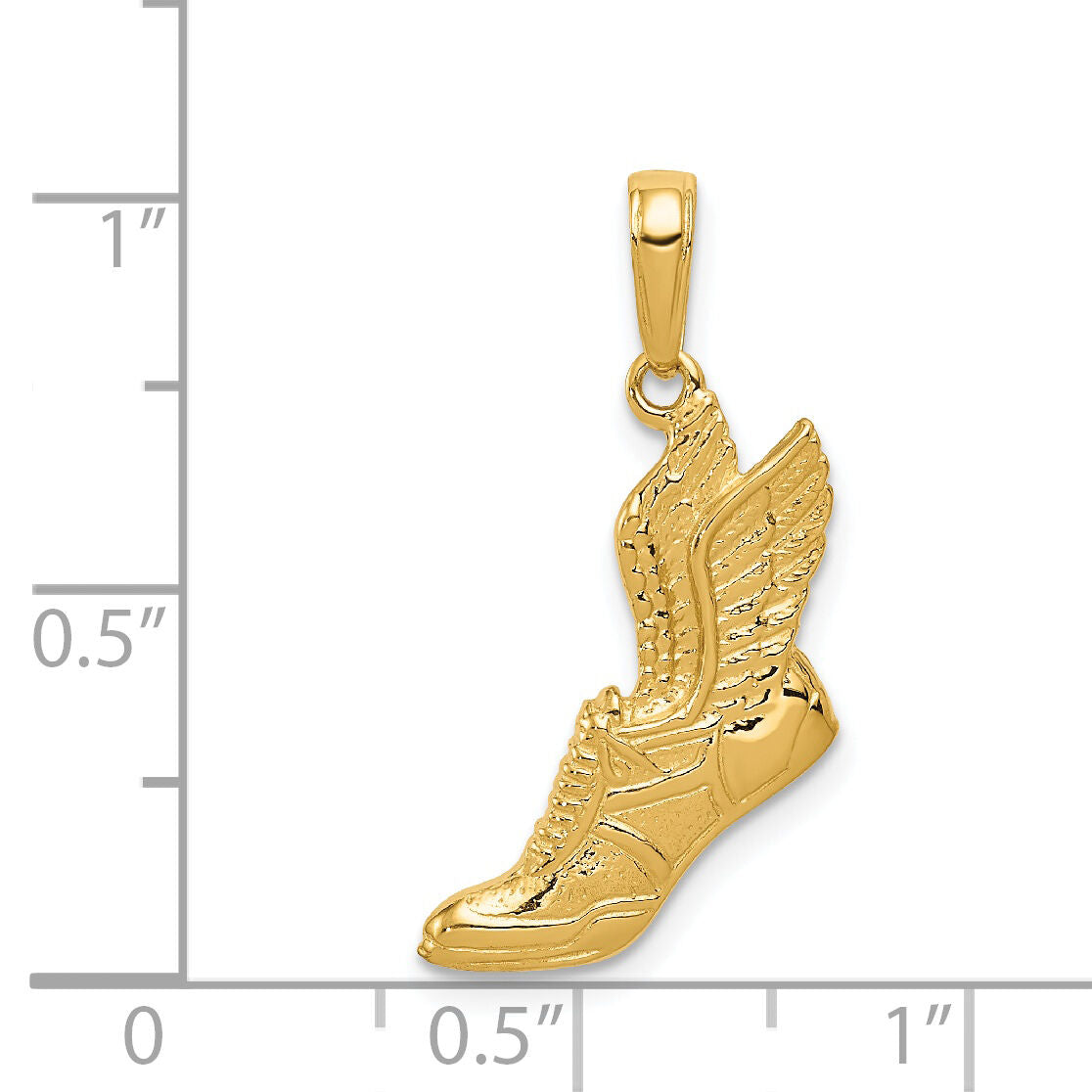 14k Polished Running Shoe Pendant-C2660