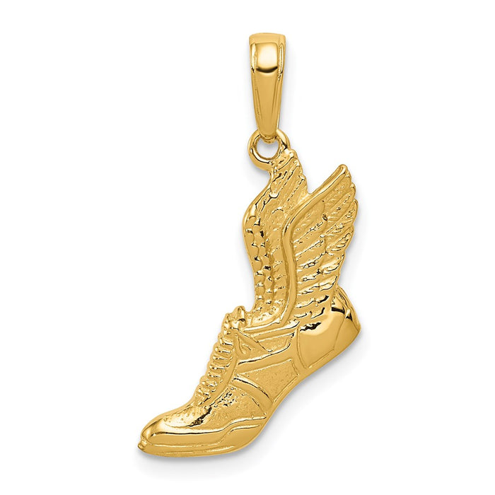 14k Polished Running Shoe Pendant-C2660