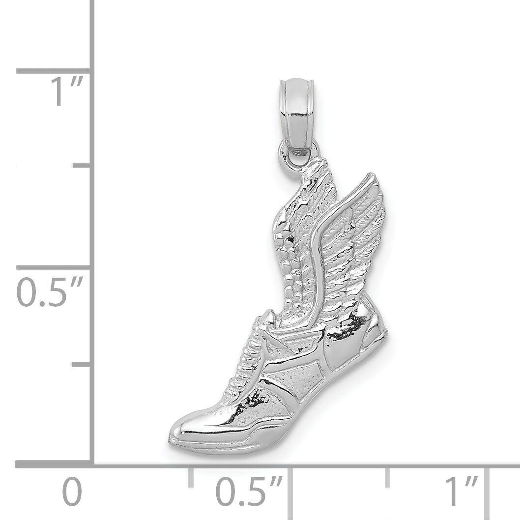 14k White Gold Polished Running Shoe Pendant-C2660W