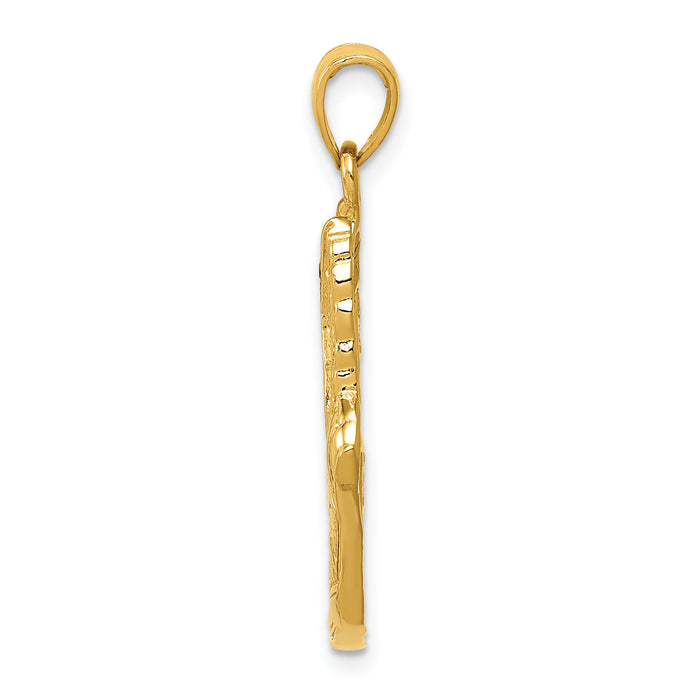 14k Polished Running Shoe Pendant-C2661