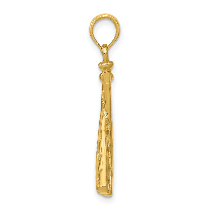 14K Polished Open-Backed Bats and Baseball Pendant-C2662