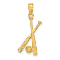 14K Polished Open-Backed Bats and Baseball Pendant-C2662