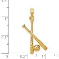 14K Polished Open-Backed Bats and Baseball Pendant-C2662