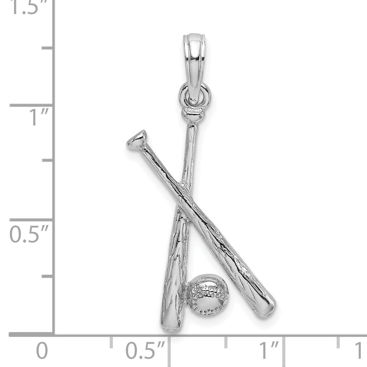 14K White Gold 2-D Baseball Charm-C2662W