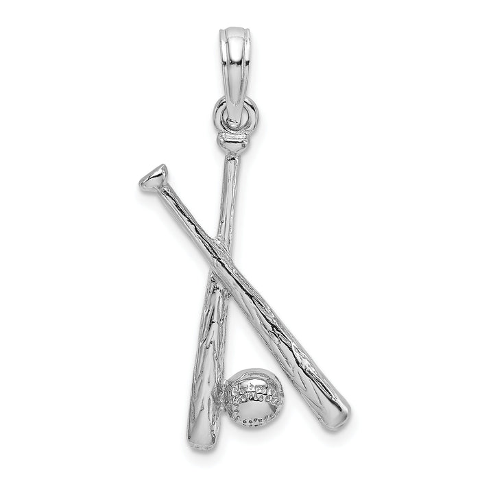 14K White Gold 2-D Baseball Charm-C2662W