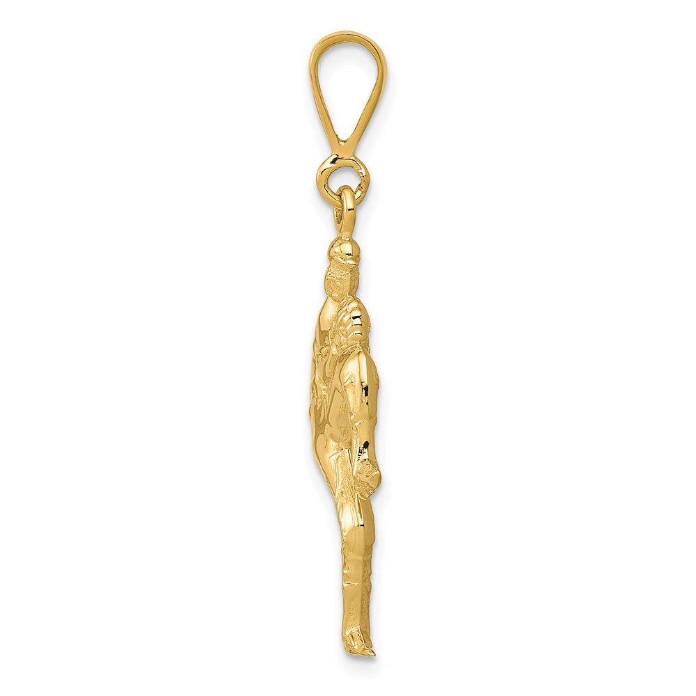 14K Polished 3-D Pitcher Baseball Charm-C2663